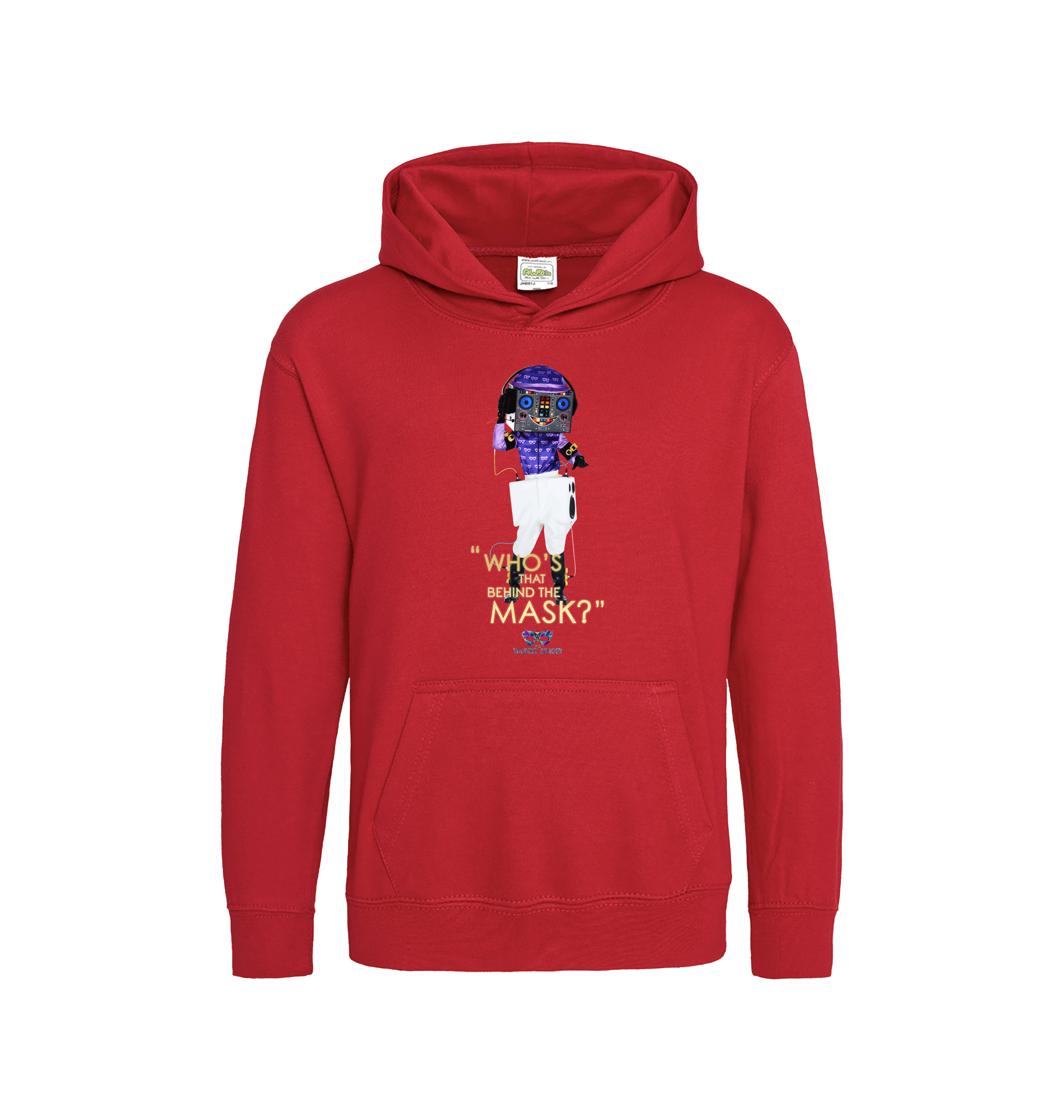 Fire Red Printed Kids Hoodie Front